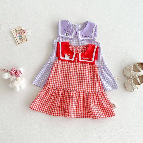 【預購】夏款--女童刺繡娃娃領連衣裙 