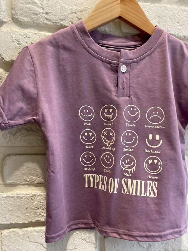 2608現貨夏款男童紫色微笑上衣尺寸90-130 