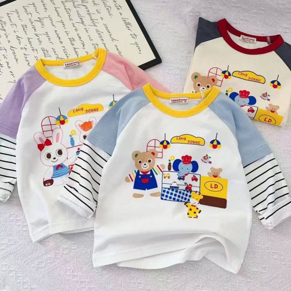 預購日單男女童拚色上衣（棉） 尺寸90-130 