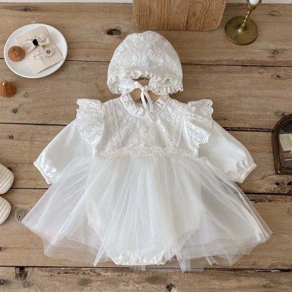 預購秋款女童網紗包屁衣含帽尺寸66-90 