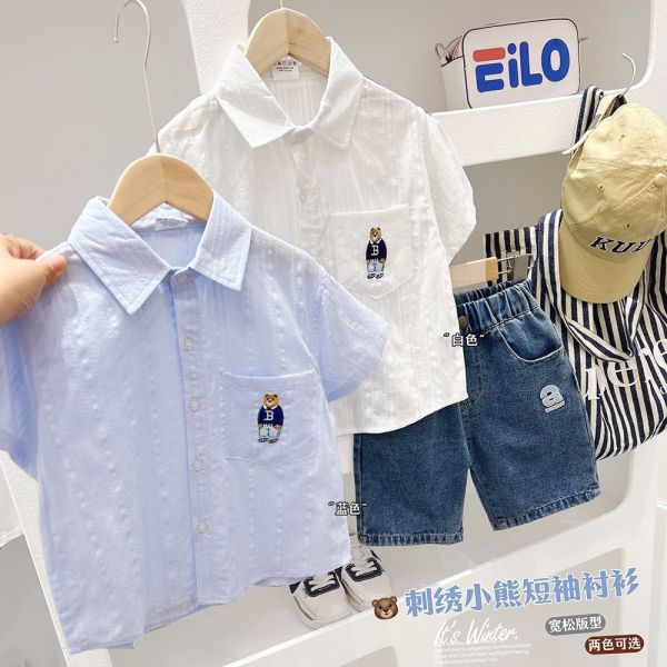 預購夏款男童熊熊襯衫上衣 