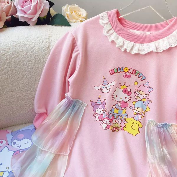 預購秋款日系甜美網紗公主洋裝尺寸100-150 