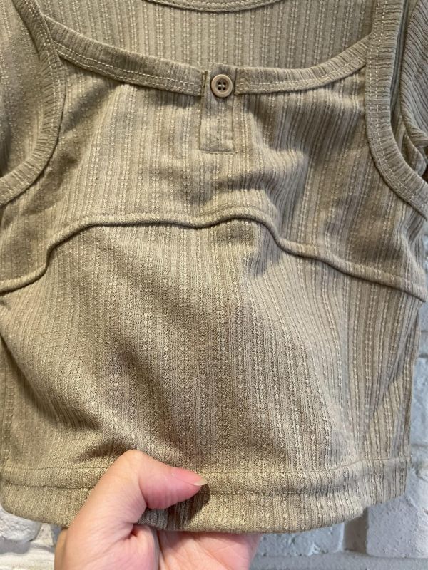 26152-現貨夏款女童假兩件短版上衣尺寸80-120 