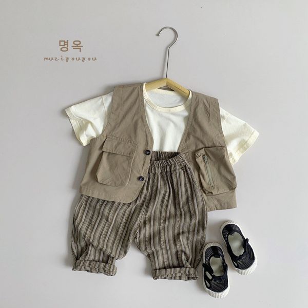 預購秋款男女童百搭工裝背心尺寸80-130 