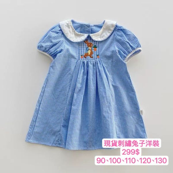 現貨女童刺繡兔子洋裝 