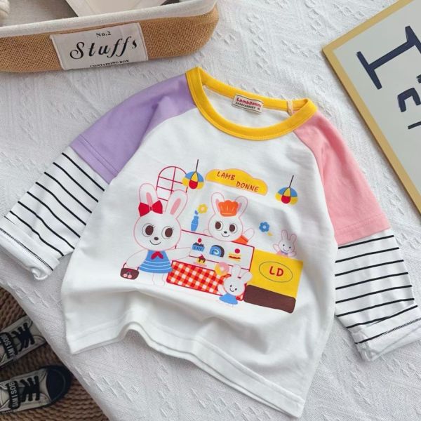 預購日單男女童拚色上衣（棉） 尺寸90-130 