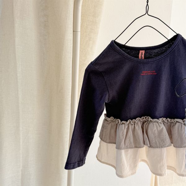 預購秋款女童花邊疊層上衣尺寸80-130 