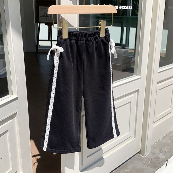 預購秋款女童蕾絲花邊蝴蝶結寬褲尺寸90-150 