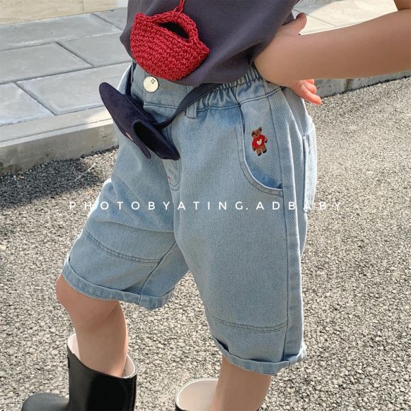 【預購】夏款--男女童小熊刺繡褲 