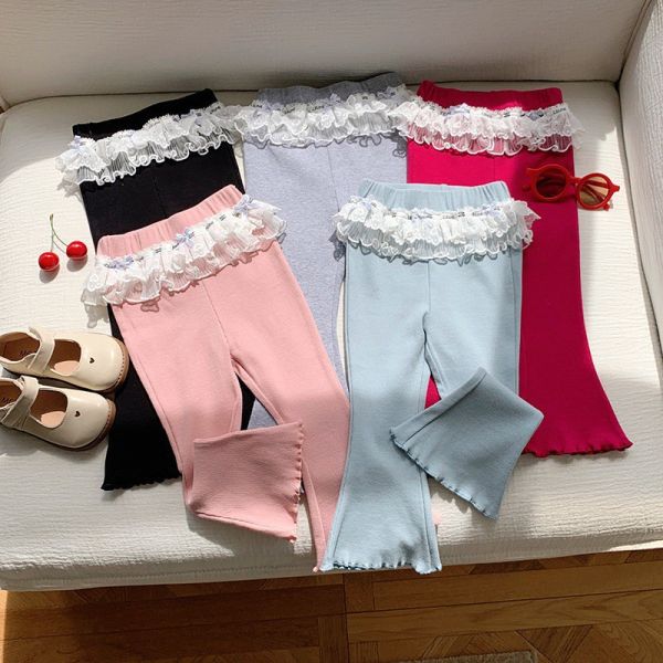 預購秋款女童蕾絲褲裙喇叭褲尺寸90-150 