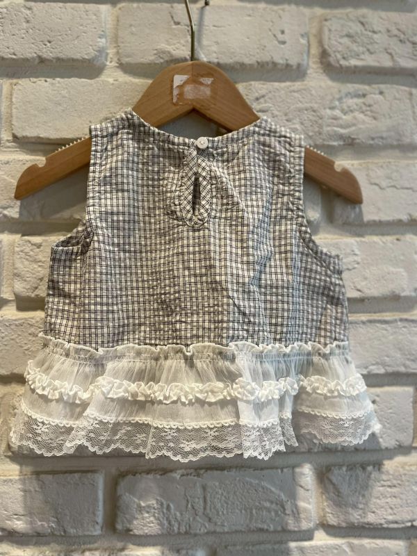 26098-現貨夏款女童花邊短版上衣尺寸80-120 