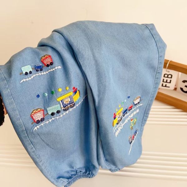 現貨男童日單車車刺繡天絲柔軟棉牛仔褲附實拍 