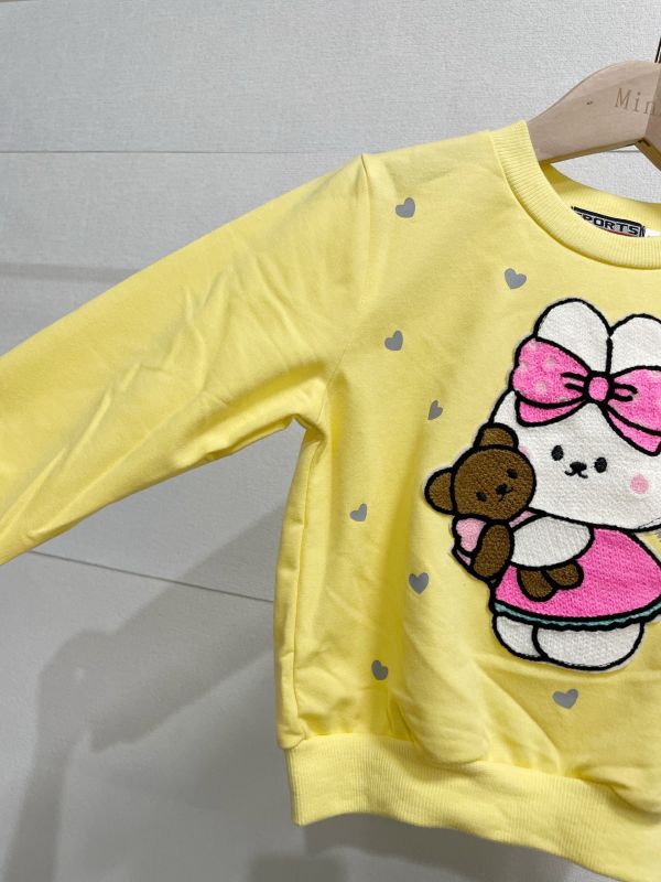 現貨秋款可愛兔兔抱熊熊上衣 