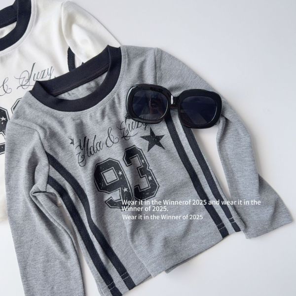 預購秋款女童辣妹款修身數字上衣尺寸90-150 