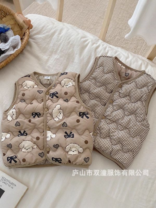 預購男女童雙面保暖棉背心上衣尺寸90-130 