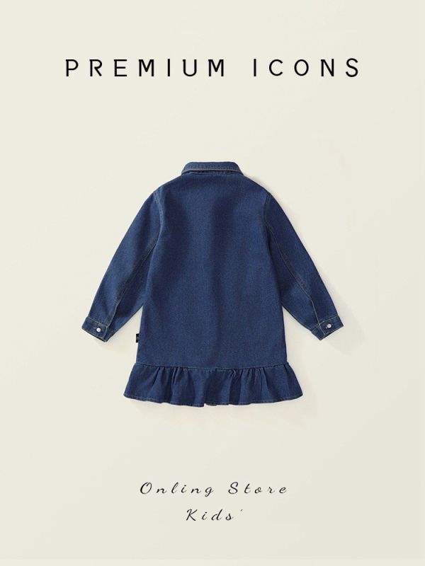 預購秋款女童牛仔洋裝裙 尺寸90-130 