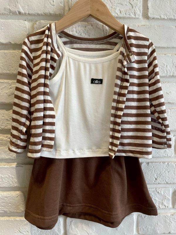 26062-現貨夏款女童條紋3件套裝尺寸80-120 