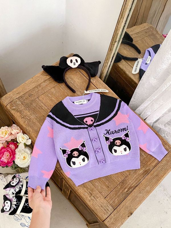 預購秋款日系甜美庫洛米針織刺繡上衣尺寸90-140 