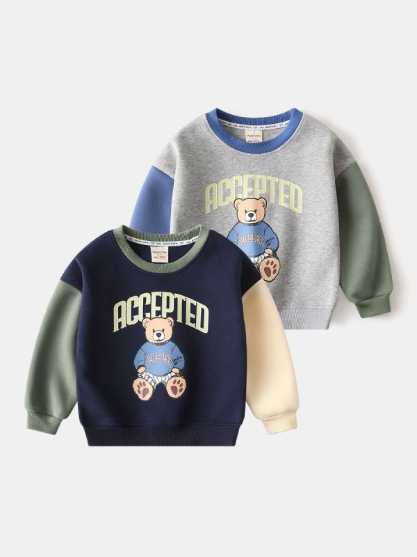 預購秋款男童熊熊拼色上衣尺寸90-140 