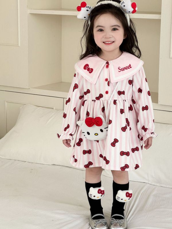 預購秋款設計師品牌日系 翻領蝴蝶結KT公主洋裝 