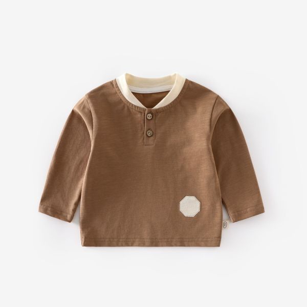 預購秋款男童撞色V領上衣尺寸73-120 