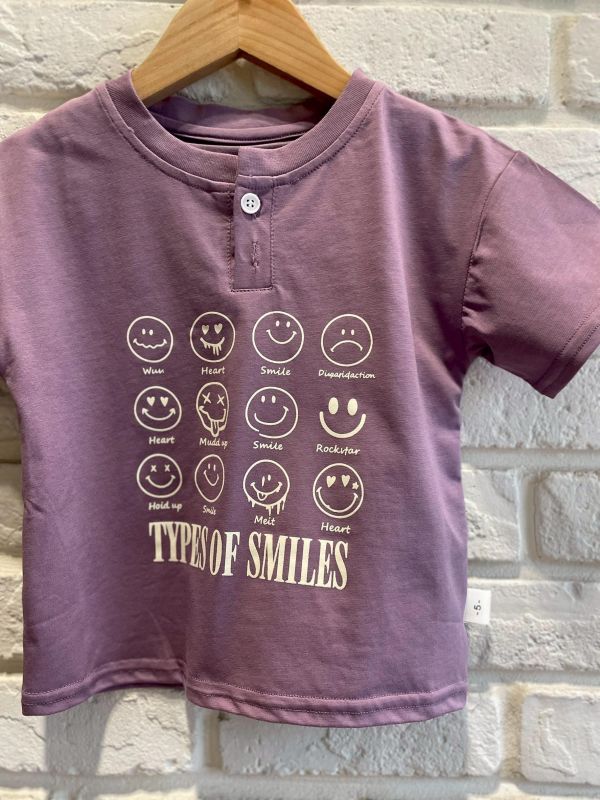 2608現貨夏款男童紫色微笑上衣尺寸90-130 