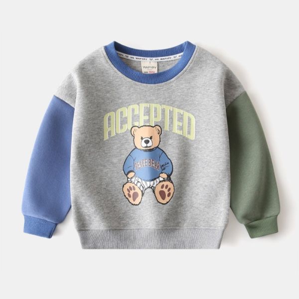 預購秋款男童熊熊拼色上衣尺寸90-140 