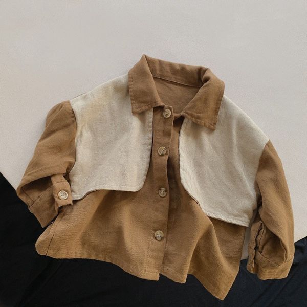 預購秋款男童拼色襯衫上衣尺寸80-130 