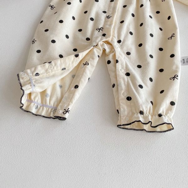 預購秋款女寶點點蝴蝶結連身衣尺寸66-90 