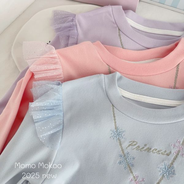 預購秋款女童德絨刺繡項鏈公主上衣尺寸100-140 