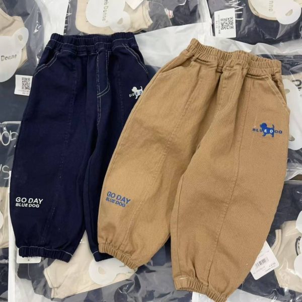 現貨秋款日單男童藍色狗狗長褲 尺寸90-130 
