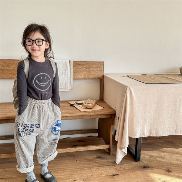 預購秋款男童條紋哈倫長褲尺寸80-130 