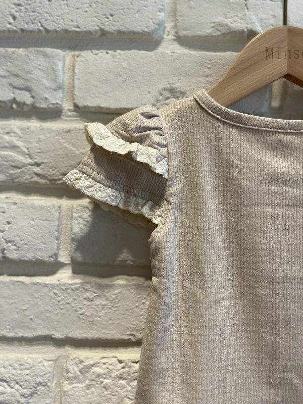 26153-3現貨夏款女童奶茶色簡約短版上衣尺寸80-120 