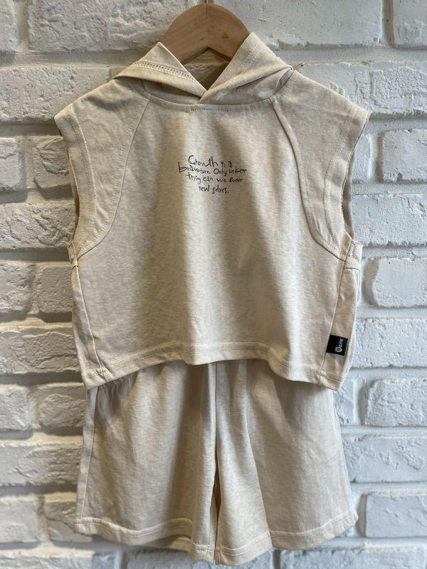 7539現貨夏款男童韓系灰色字母背心包邊套裝尺寸90-130 