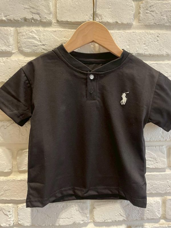 現貨夏款男童刺繡黑色小馬上衣尺寸90-130 