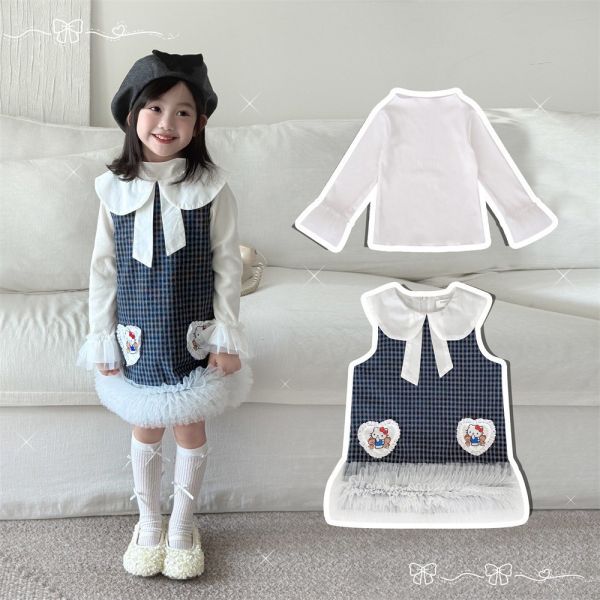 預購秋款女童甜美可愛時髦小香風連衣裙真兩件套 尺寸100-150 