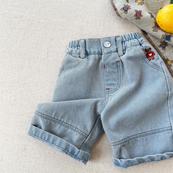 【預購】夏款--男女童小熊刺繡褲 