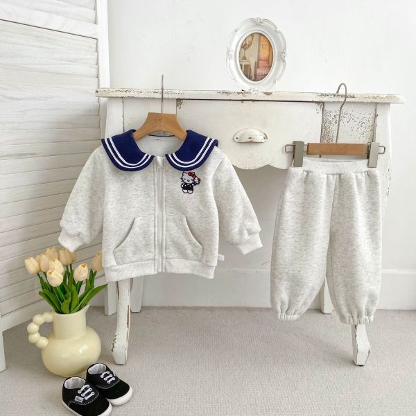 預購冬款女寶加絨貓咪海軍領學院套裝尺寸73-120 