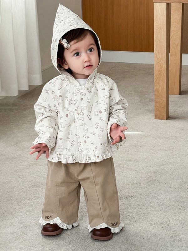 預購秋款女童花邊設計直筒褲尺寸73-120 