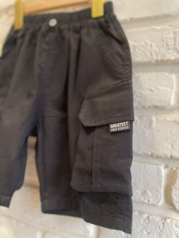 2607-4現貨男童設計款酷帥黑色工裝短褲尺寸90-130 