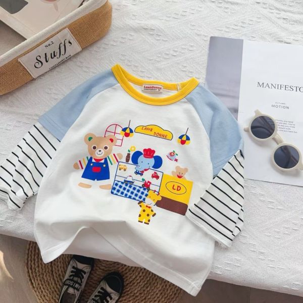 預購日單男女童拚色上衣（棉） 尺寸90-130 