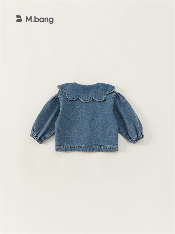 預購秋款女童花邊領牛仔外套尺寸80-140 