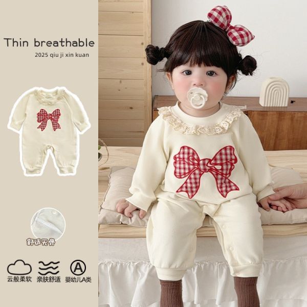 預購秋款女寶胡蝶結連身衣尺寸66-100 