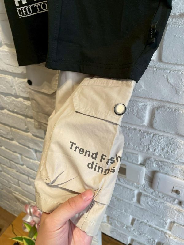 8097現貨夏款男童字母工裝套裝尺寸110-150 