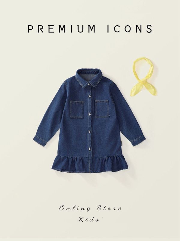 預購秋款女童牛仔洋裝裙 尺寸90-130 