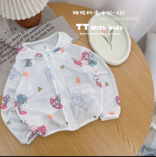 現貨夏款-女童限量款式美樂蒂卡通網眼防曬外套 