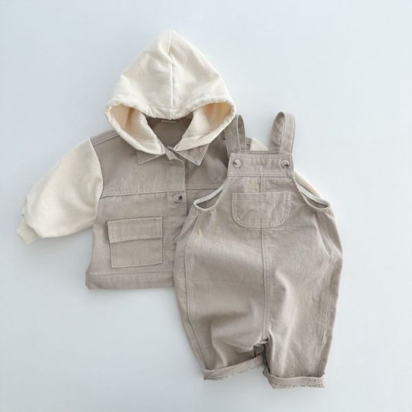 預購秋款男女童拼接連帽牛仔外套尺寸80-130 