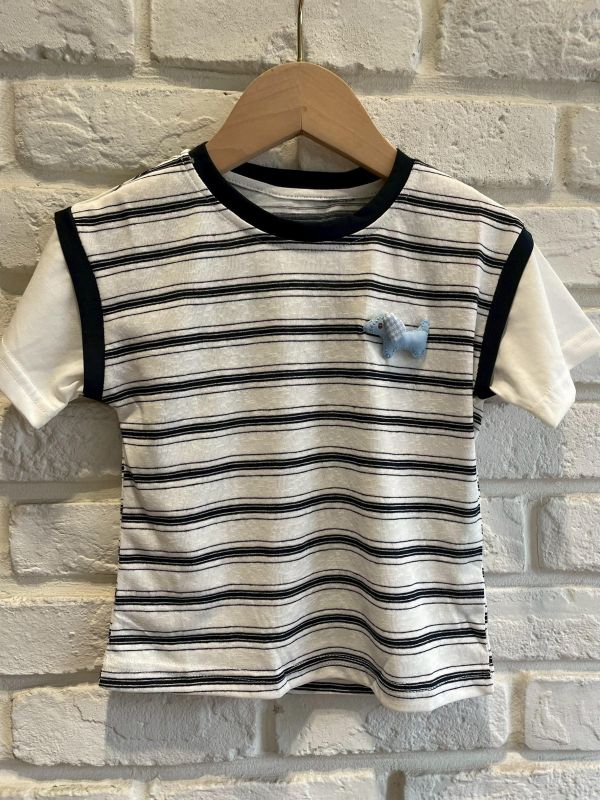 26153-2現貨夏款男童黑條立體小馬上衣尺寸90-130 