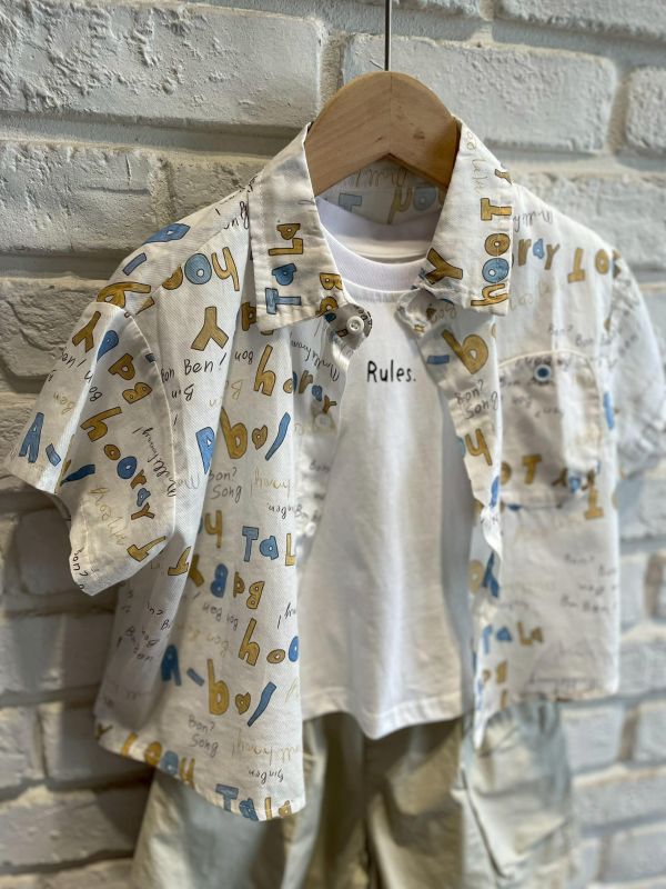 881現貨夏款男童字母3件套裝尺90-130 