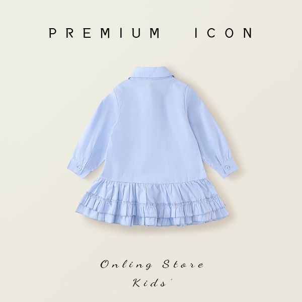 預購秋款女童蛋糕花邊翻領襯衫洋裝尺寸90-140 